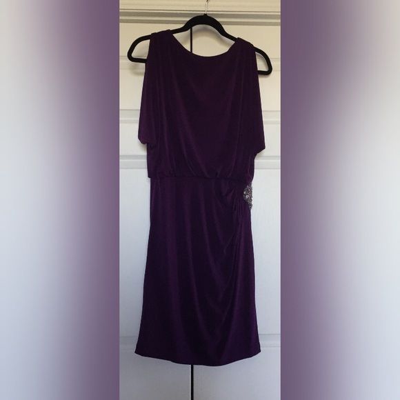 Eliza J Purple Jeweled Blouson Dress Size 8 - Picture 2 of 3
